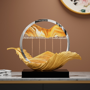 Ornement d'art de sable mouvant en feuille d'or de luxe, décoration de bureau Feng Shui pour salon et meuble TV - Product Image 5