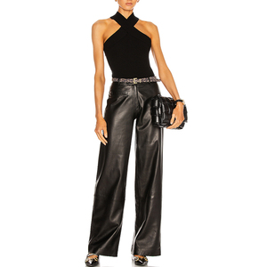 <span class=keywords><strong>Pantaloni</strong></span> elasticizzati a <span class=keywords><strong>vita</strong></span> <span class=keywords><strong>alta</strong></span> elasticizzati da donna alla moda - Product Image 4
