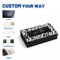 Boîte cadeau magnétique rigide noire de luxe avec logo personnalisé, laminage mat, emballage recyclable avec insert en mousse éponge