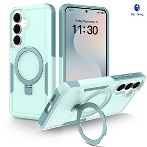 Nouvel Arrivage Coque de Téléphone Magnétique 2-en-1 Couleur Unie avec Support Antichoc pour Samsung S26FE S25 Accessoire Mobile - Product Image 3