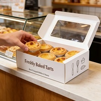 Boîtes en carton jetables personnalisées avec logo pour pâtisseries, tartelettes aux œufs, cupcakes, biscuits, boîtes en carton blanc de qualité alimentaire