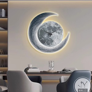 Orologio <span class=keywords><strong>da</strong></span> <span class=keywords><strong>Parete</strong></span> Moderno di Lusso con Decorazione per Soggiorno e Sala <span class=keywords><strong>da</strong></span> Pranzo, Dipinto Creativo con Luna, Orologio <span class=keywords><strong>LED</strong></span> Luminoso con Natura Morta - Product Image 3
