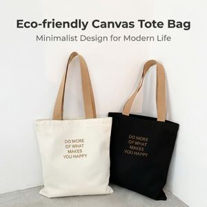 Bolsa de Lona Casual con Estampado de Letras Pequeñas, Diseño Simple, Combinable con Todo, sin Cierre, Unisex, para Estudiantes de Secundaria - Product Image 1