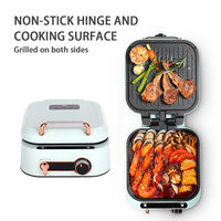 Gril électrique domestique multifonctionnel pour barbecue, crêpière et poêle à frire, avec chauffage double face et surface de cuisson profonde