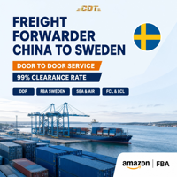 Expédition FBA DDP vers la Suède, transitaire depuis la Chine avec dédouanement et livraison de fret commercial porte-à-porte