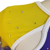 Tenue d'entraînement de cheerleading jaune et violette personnalisée la plus vendue avec strass scintillants pour équipe de filles