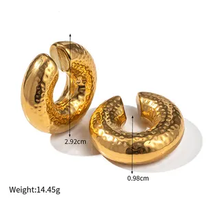 G2262 Wholesale Earring Stainless Steel Gold Plated Chunky Cuff Earrings Fashion Jewelry Earrings