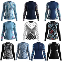 Maillot de bain anti-UV UPF 50+ à manches longues pour femme, col montant, ajusté, protection solaire pour le surf et le kayak