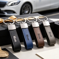 Laser-Gravur PU-Leder Schlüsselanhänger Metallring Autoschlüsselhalter Geschenk für Geschäftspartner Sofort Lieferbar Individuelles Logo Gravierter Schlüsselring