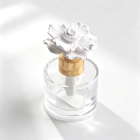 Diffuseur de parfum à bâtonnets en coton, 100 ml, en verre, avec fleur en céramique faite à la main, pour huiles essentielles, décoration de bureau à domicile