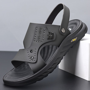 Men's Lightweight Cushioning Sports Casual Open Summer Outdoor Walking Beach Genuine Leather Buckle Strap Waterproof <b>Sandals</b> - Product Image 1