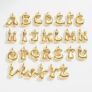 Pendentif lettre de l'alphabet bulle en laiton plaqué <span class=keywords><strong>or</strong></span> 18 carats pour femmes collier à faire soi-même fabrication de bijoux breloques fournitures 26 lettres A-Z - Product Image 1