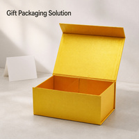 Boîte cadeau rigide étanche à couvercle rabattable doré, gaufrage, pré-collée, pliable, pour emballage de cosmétiques, bijoux, coffrets cadeaux, personnalisable