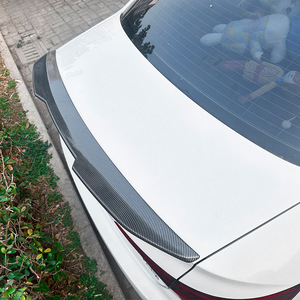 Aileron de coffre arrière Audi A4 S4 B9 2017-2024, style bec de canard, noir piano, texture fibre de carbone, ABS, modification extérieure - Product Image 3