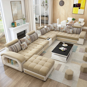 Usit può personalizzare il divano moderno in tessuto a forma di U con combinazione di soggiorno semplice e moderno con tuta per uso domestico - Product Image 1