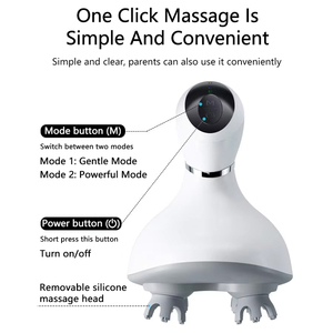 ポータブル電動自動シリコン製丸型ハンドヘルドヘア頭皮マッサージ器USBカスタムロゴヘッドマッサージャー揉み機能付き - Product Image 5