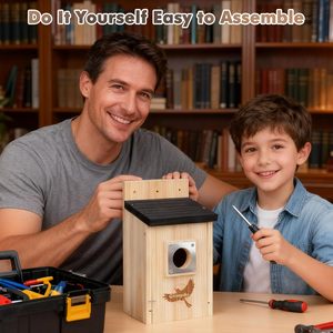Casas para Pájaros para Exteriores, Caja de Anidación para Pájaros Azules con Protección Metálica Contra Depredadores, Kit de Casa de Pájaros de Madera para Pichones, Golondrinas y Pinzones - Product Image 4