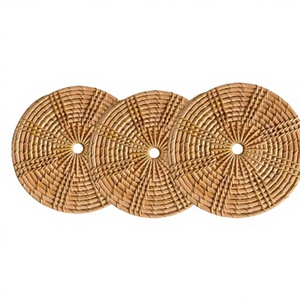 Luxury Handmade Boho Rattan Coasters Woven Wicker Home <b>Table</b> Decor Retro <b>Rustic</b> <b>Coffee</b> Drinks Round Placemats - Product Image 2