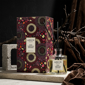 Aikun – Diffuseur de parfum en verre transparent rond 100 ml aux senteurs d'agrumes, avec boîte artistique, pour décoration d'étagère – Faible MOQ, réponse rapide, idéal pour les acheteurs de fin d'année, OEM - Product Image 1