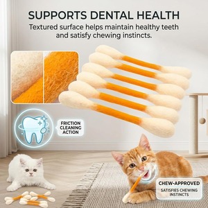 Jouet de nettoyage dentaire pour chat en forme de coton-tige OEM/ODM en gros – Bâton à mâcher durable à la catnip, jouet interactif pour chat pour fournitures pour animaux de compagnie - Product Image 6