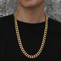 Collier en acier inoxydable, or PVD 18K, 12mm, bijou de luxe, avec Zircon et boucle en diamant, à mailles cubaines Miami