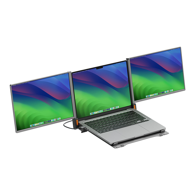 OEM/ODM Factory 14Inch 1080P LCD 270 Degree Portable Type-C Ports Foldable Dual Screen Extender Monitor for Laptop