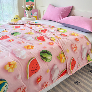 Bộ chăn ga gối hè thoáng khí màu hồng 3 món với họa tiết nhiều màu sắc - Product Image 3