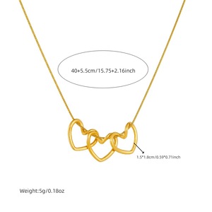 Heart Shaped Gold Plated Pendant Necklace Stainless Steel Chain Women's Jewelry Gift - Product Image 4