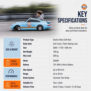 <span class=keywords><strong>Go</strong></span> Kart Eléctrico Retro de Lujo para Adultos, 72V 2500W, Vehículo de Carreras Personal - Product Image 5