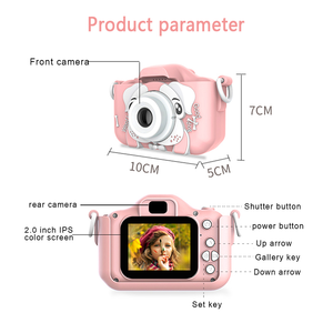 Caméra vidéo pour enfants de 2 pouces, directement de l'usine, HD 1080p, CMOS, MicroSD, étanche, 10 dessins animés, jouet selfie avec filtre, cadeau idéal - Product Image 6