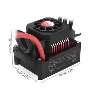 בקר מהירות אלקטרוני (ESC) עמיד למים מדגם Surpass Hobby KK Series 150A ללא מברשות למכוניות RC בקנה מידה 1/8 עם סוללות <span class=keywords><strong>2</strong></span>-6S - Product Image 5