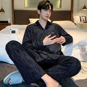 Conjunto de Pijama de Algodón Tejido Personalizado al por Mayor para Hombre, Ropa de Dormir OEM, Ropa de Noche de Primavera, Marca Privada, Logotipo Personalizado, Proveedor de Fábrica - Product Image 4