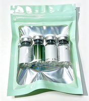 Pochette refermable en Mylar holographique couleur personnalisée avec fenêtre transparente, sac d'emballage en feuille métallisée anti-humidité pour l'emballage de flacons en verre