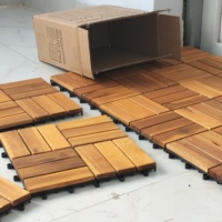 Dalles de terrasse en bois d'acacia de style traditionnel, imperméables, 6 lattes carrées, 12 mm d'épaisseur, certifiées FSC, parquet extérieur