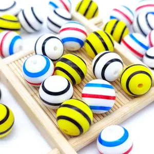 New Design Soft Silicone Baby Teething Beads Animal Printed Loose Silicone Beads 12mm 15mm 19mm Jewelry Beaded Accessories