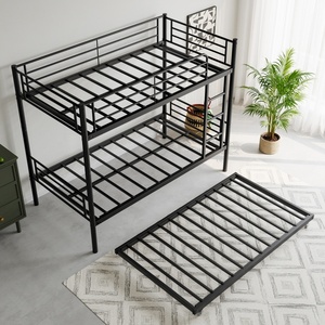 Cama <span class=keywords><strong>litera</strong></span> doble moderna con cama nido, estructura metálica, diseño modular para dormitorio infantil, escuela, apartamento, hotel - Envío desde stock - Product Image 5