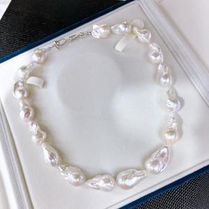 สร้อยคอจี้ไข่มุกน้ำจืดสีม่วง Edison ความสว่างสูง เงินแท้ S925 พร้อมสายคล้องคอแบบขนตา - Product Image 1