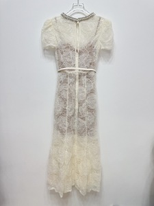 Abito da Sera <span class=keywords><strong>Lungo</strong></span> in Pizzo 2026 Moda Primaverile Donna Decorazione con Perline Motivo Floreale in Pizzo Manica Corta Bianco <span class=keywords><strong>Nero</strong></span> Abito Aderente - Product Image 2