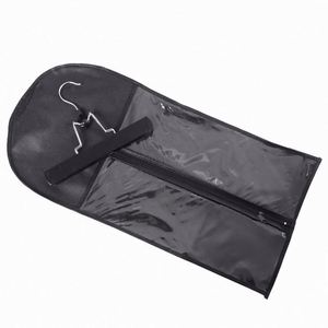 Sac de rangement anti-poussière noir non tissé personnalisé 30*80cm pour perruques, échantillon gratuit, emballage portable et tendance pour extensions capillaires toutes saisons - Product Image 1
