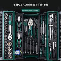 Ensemble d'outils automobiles 85 pièces, jeu de clés à douilles, clé à cliquet, pinces, tournevis, trousse à outils pour mécaniciens, ensemble d'outils de réparation automobile
