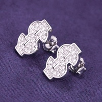 Hip Hop 925 Sterling Silver Iced Out VVS Moissanite Dollar Boucles d'oreilles Fine Jewelry Passes Diamond Tester pour hommes et femmes