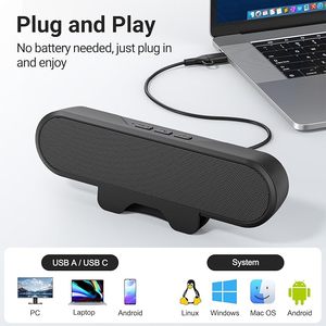 Barre de son pour moniteur USB avec haut-parleur de bureau filaire à clipser pour le home cinéma et l'utilisation sur téléphone portable pour la commande vocale V5.3 - Product Image 2