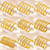 Ensemble de bracelets Novirassine en acier inoxydable plaqué or 18 carats pour femmes, modèles variés, bracelets fins superposables, bijoux en gros