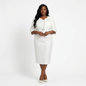 Plus size church suits Elegant <b>white</b> mother dress Two <b>piece</b> occasion suits Choir dress for women - Product Image 1