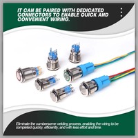Interruptor de Botón Metálico Autoblocante de Cabeza Alta LVBO de 16 mm, Botón Impermeable con Anillo LED, para Instalación en Paneles de Control Industrial