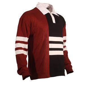 Kaus Polo katun garis kustom kaus Polo rugbi rajut lengan panjang - Product Image 1