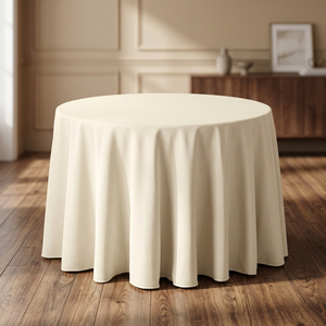 White Ivory Black Woven 100% Polyester Disposable Custom NOVISON <b>Round</b> Rectangle Square Tablecloth for Wedding Party - Product Image 3