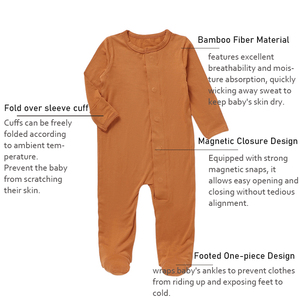 Combinaison pour bébé avec pieds - Combinaison pour bébé en fibre de bambou avec fermeture magnétique et mitaines rabattables - Product Image 2