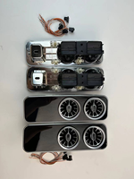 Kit de Sortie d'Air Double Turbo Style Affaires Luxe MPV avec Ventilateur Intérieur LED ABS et Panneau Noir Piano Portable 4 Pièces pour Benz