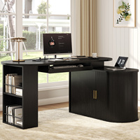 Mesa de Computadora Funcional y Versátil Oem Odm con Estantería de Dos Niveles y Unidad Lateral Adicional para Dormitorio de Estudiantes Universitarios